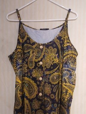 Black & Yellow Paisley Button-Front Camisole
